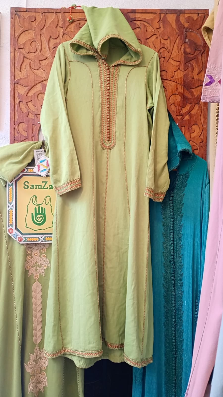 DJ043 — Moroccan Women's Djellaba · Cotton · Oasis Green — photo 1 of 3