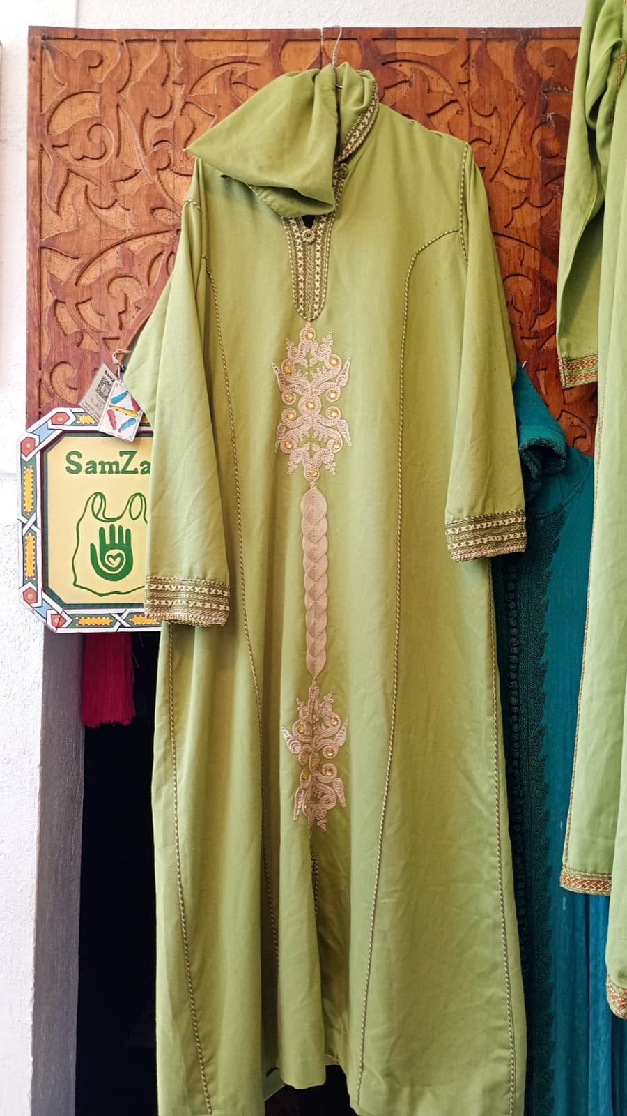 DJ047 — Moroccan Women's Djellaba · Cotton · Oasis Green — photo 1 of 3