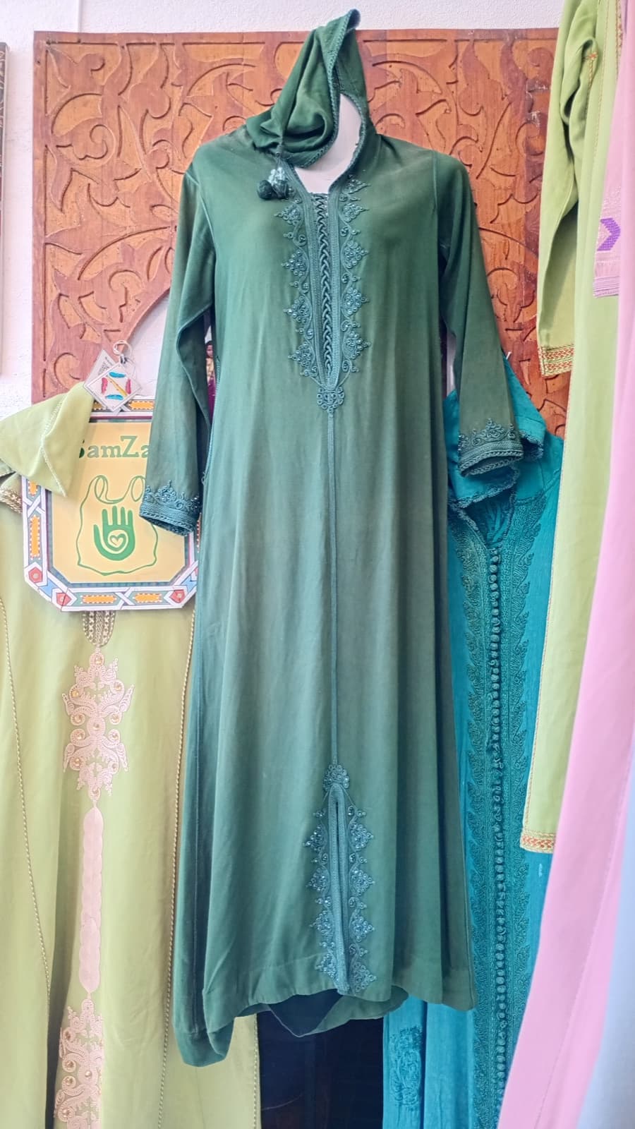 DJ048 — Moroccan Women's Djellaba · Cotton · Oasis Green — photo 1 of 3
