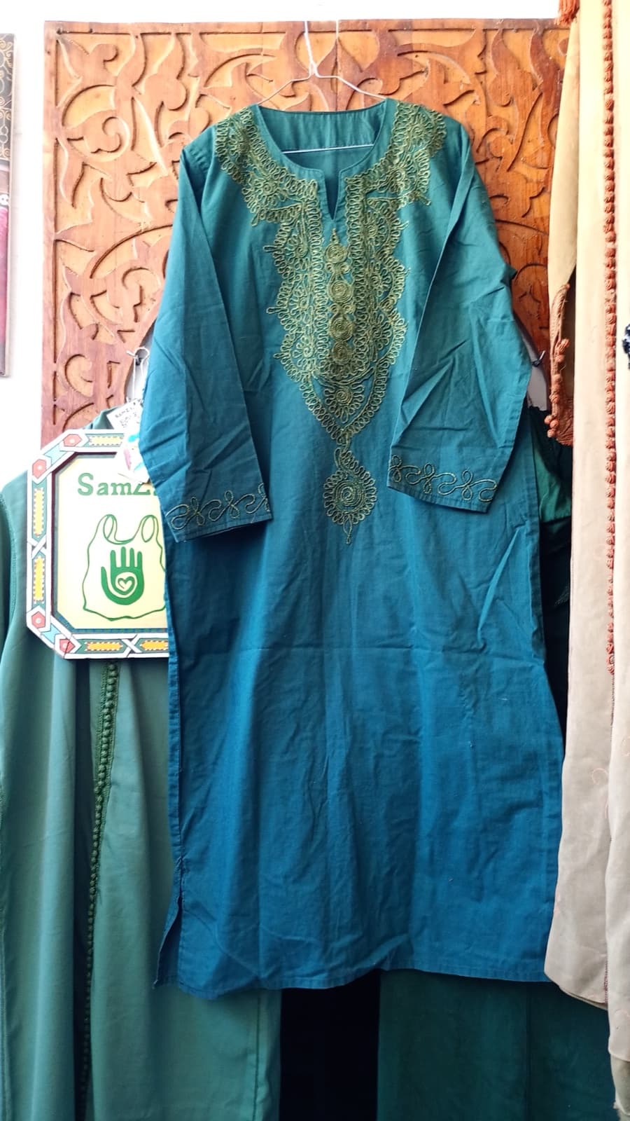 DJ050 — Moroccan Women's Caftan · Cotton · Oasis Green — photo 1 of 3