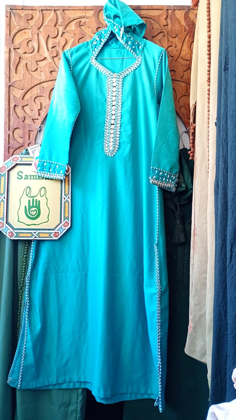 DJ055 — Moroccan Women's Djellaba · Cotton · Mediterranean Blue — photo 1 of 3