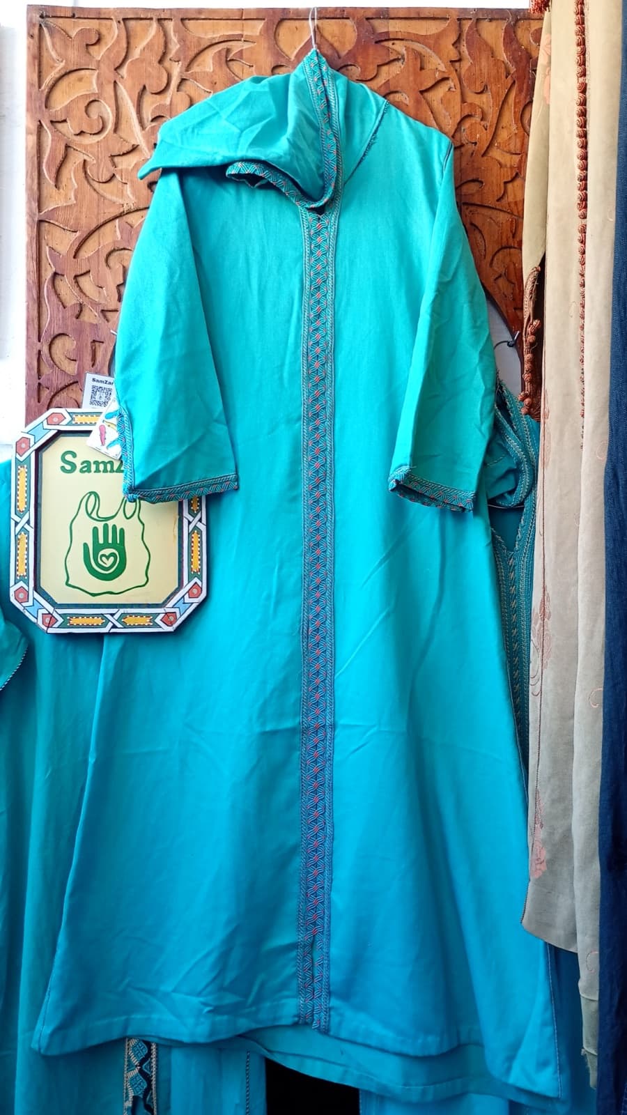 DJ059 — Moroccan Women's Djellaba · Cotton · Mediterranean Blue — photo 1 of 3