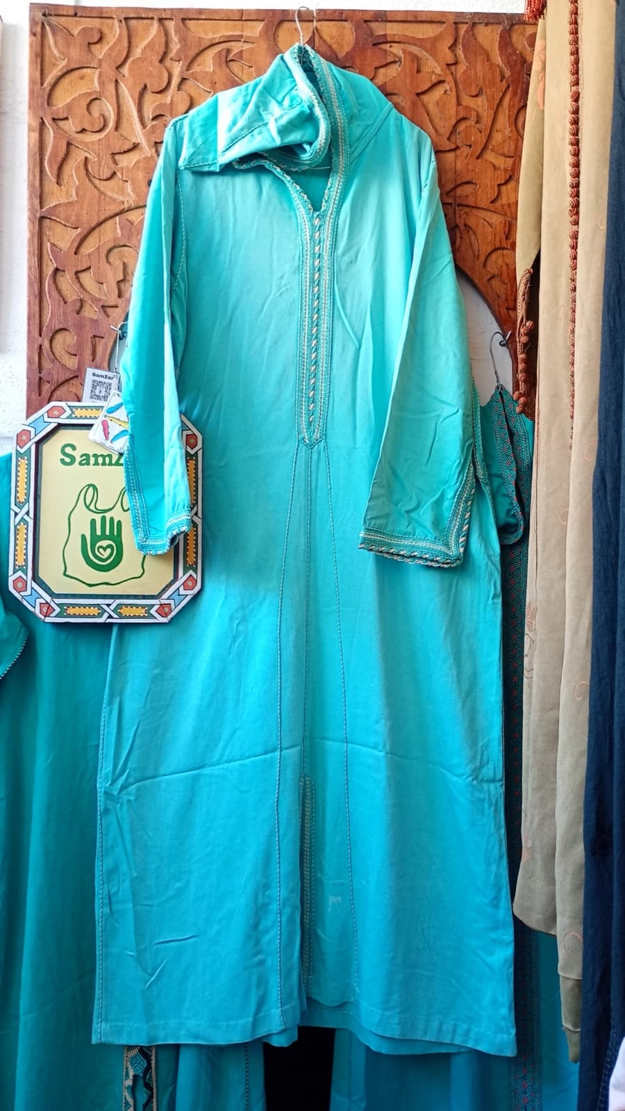DJ060 — Moroccan Women's Djellaba · Cotton · Mediterranean Blue — photo 1 of 3