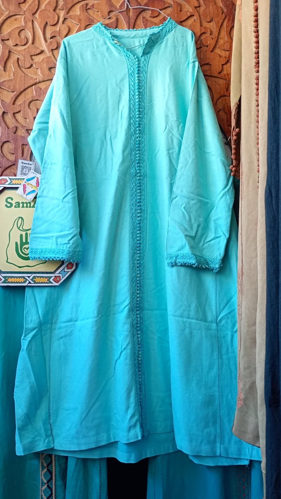 DJ061 — Moroccan Women's Djellaba · Cotton · Mediterranean Blue — photo 1 of 3