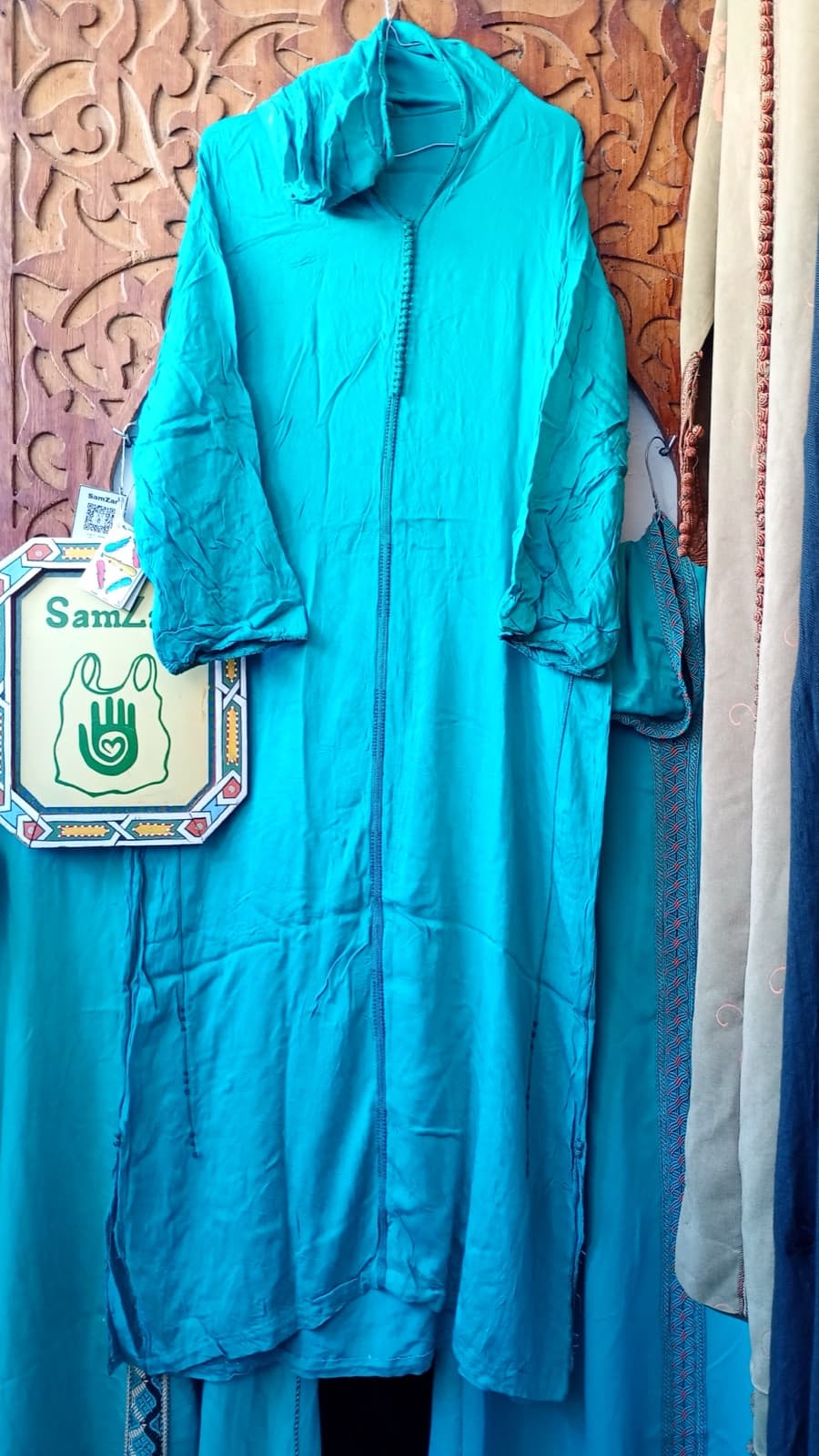 DJ063 — Moroccan Women's Djellaba · Cotton · Mediterranean Blue — photo 1 of 3