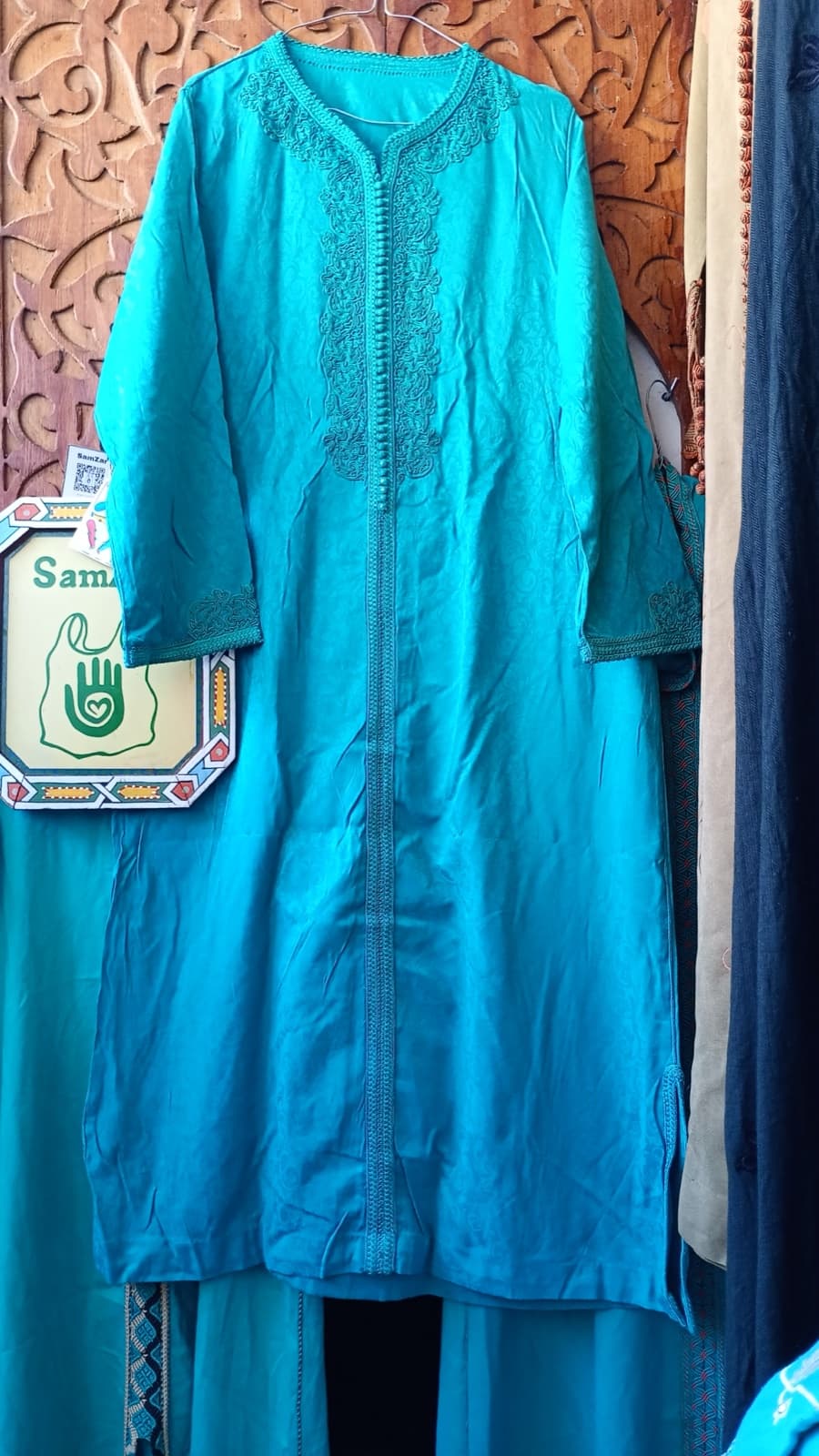 DJ064 — Moroccan Women's Caftan · Cotton · Mediterranean Blue — photo 1 of 2