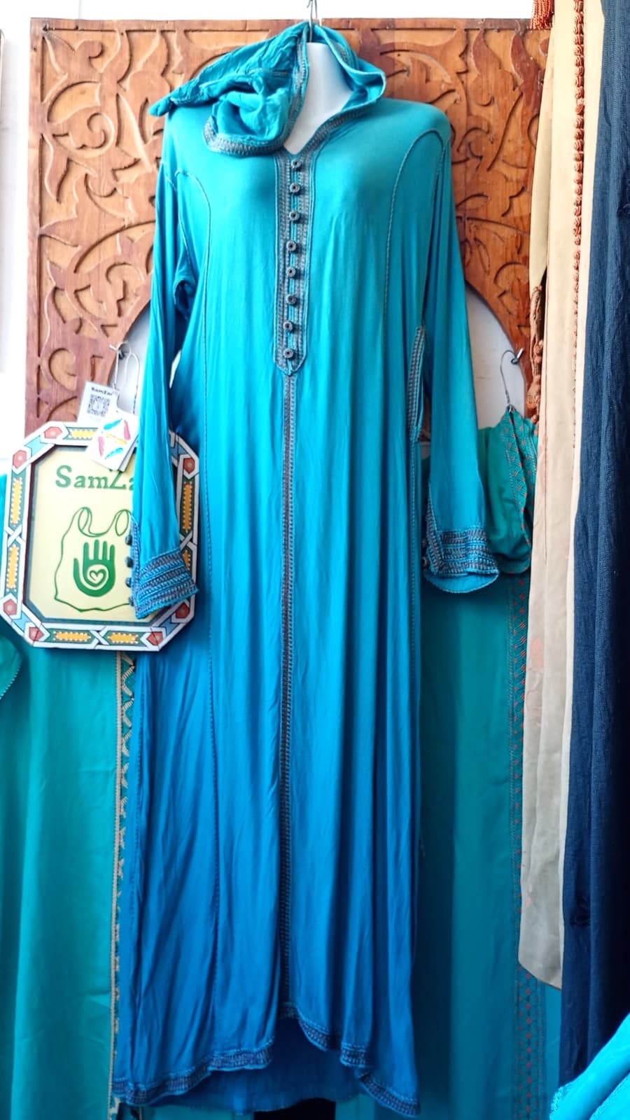 DJ065 — Moroccan Women's Djellaba · Cotton · Mediterranean Blue — photo 1 of 3