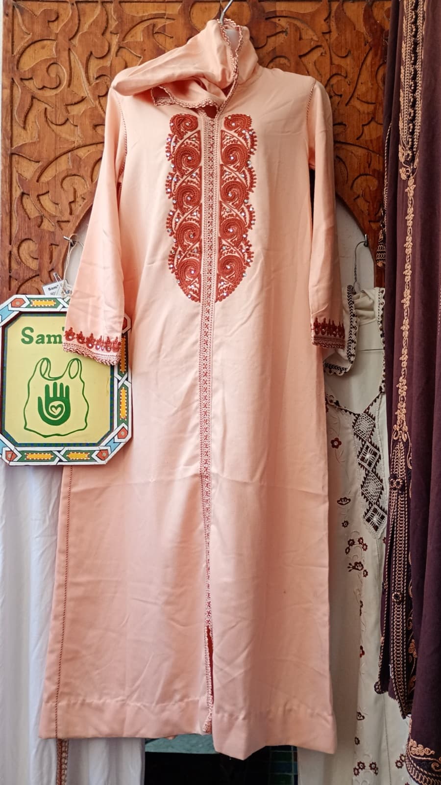 DJ080 — Moroccan Women's Djellaba · Cotton · Flamingo Rose — photo 1 of 2