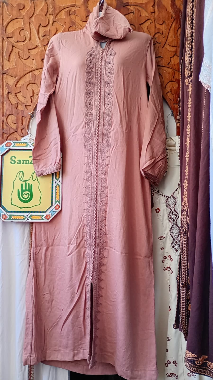 DJ081 — Moroccan Women's Djellaba · Cotton · Flamingo Rose — photo 1 of 3