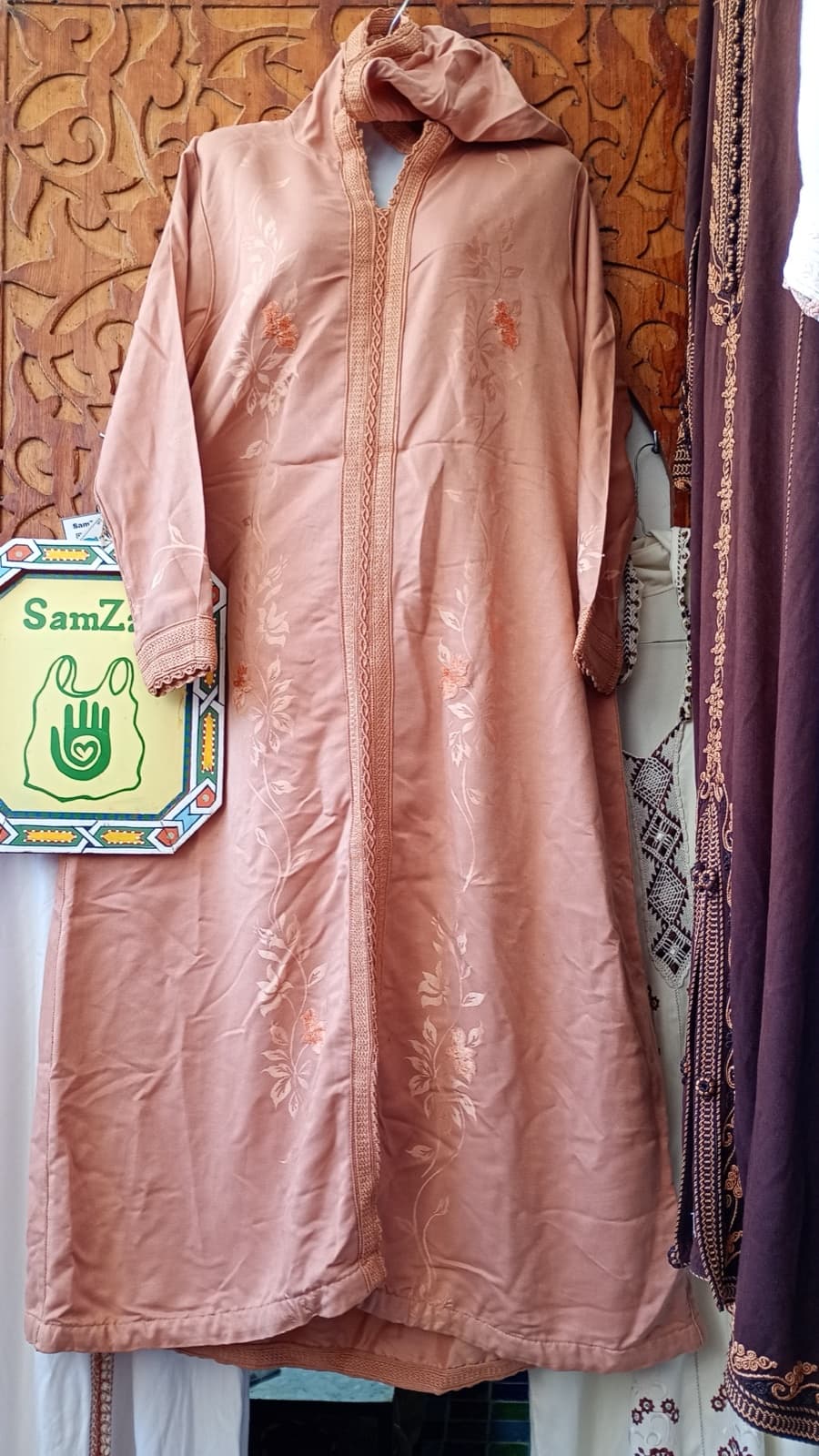 DJ082 — Moroccan Women's Djellaba · Cotton · Flamingo Rose — photo 1 of 3