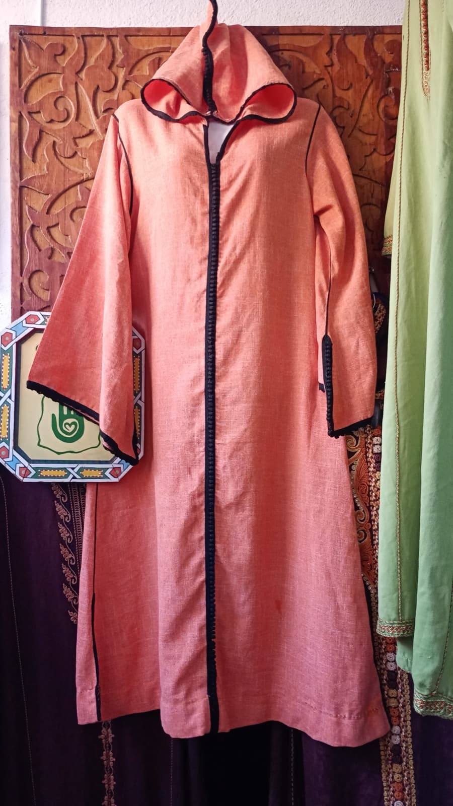DJ095 — Moroccan Women's Djellaba · Cotton · Sunrise Red — photo 1 of 1