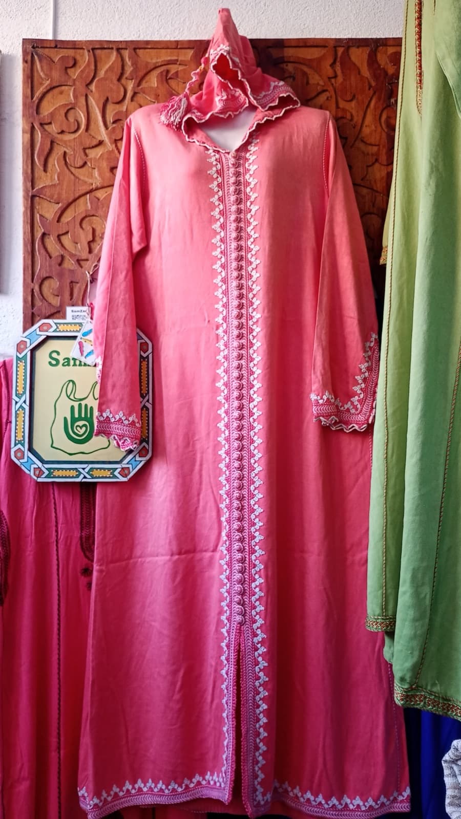 DJ097 — Moroccan Women's Djellaba · Cotton · Flamingo Rose — photo 1 of 3