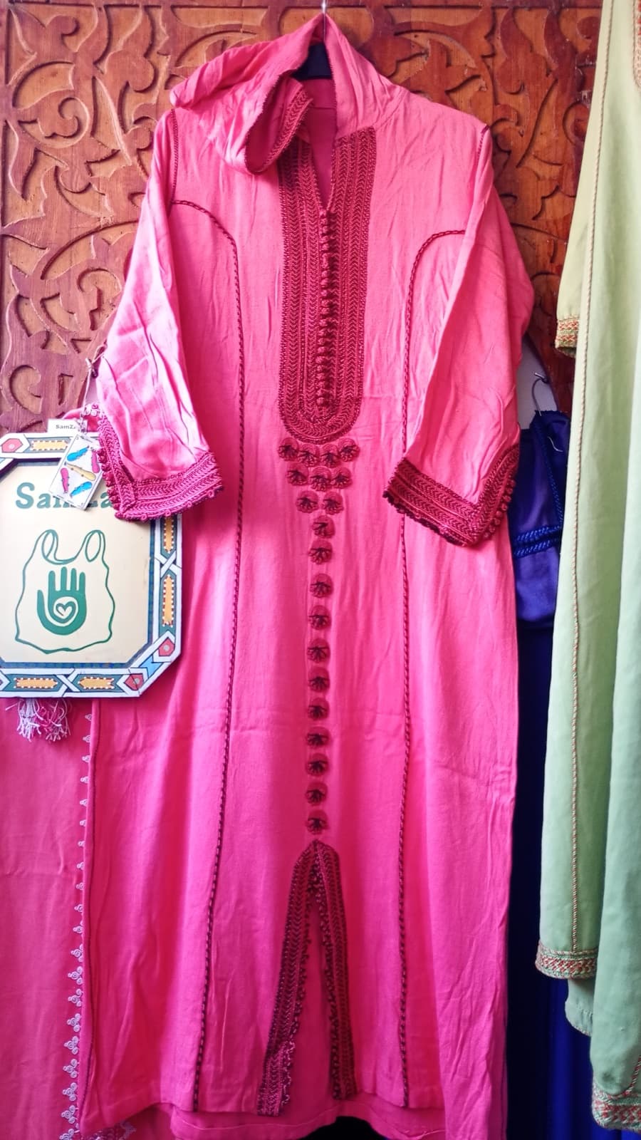 DJ098 — Moroccan Women's Djellaba · Cotton · Flamingo Rose — photo 1 of 3