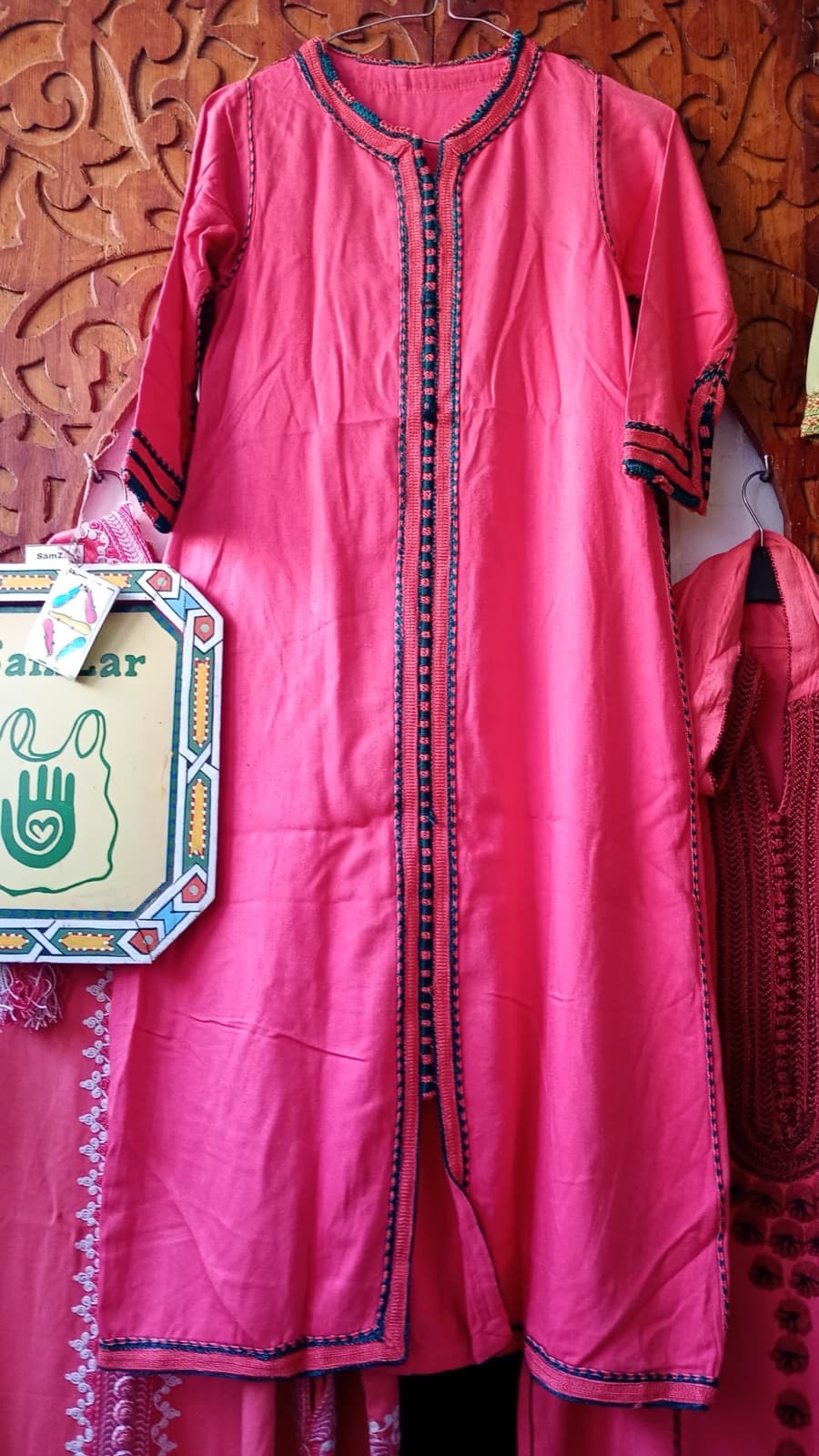 DJ099 — Moroccan Women's Caftan · Cotton · Flamingo Rose — photo 1 of 3