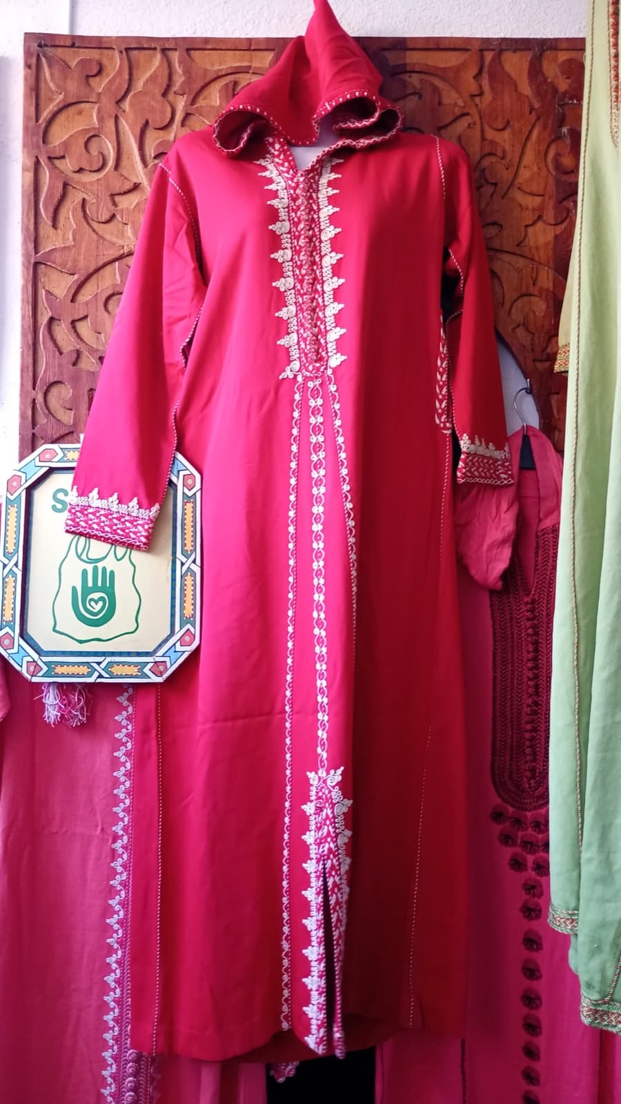 DJ100 — Moroccan Women's Djellaba · Cotton · Sunrise Red — photo 1 of 4