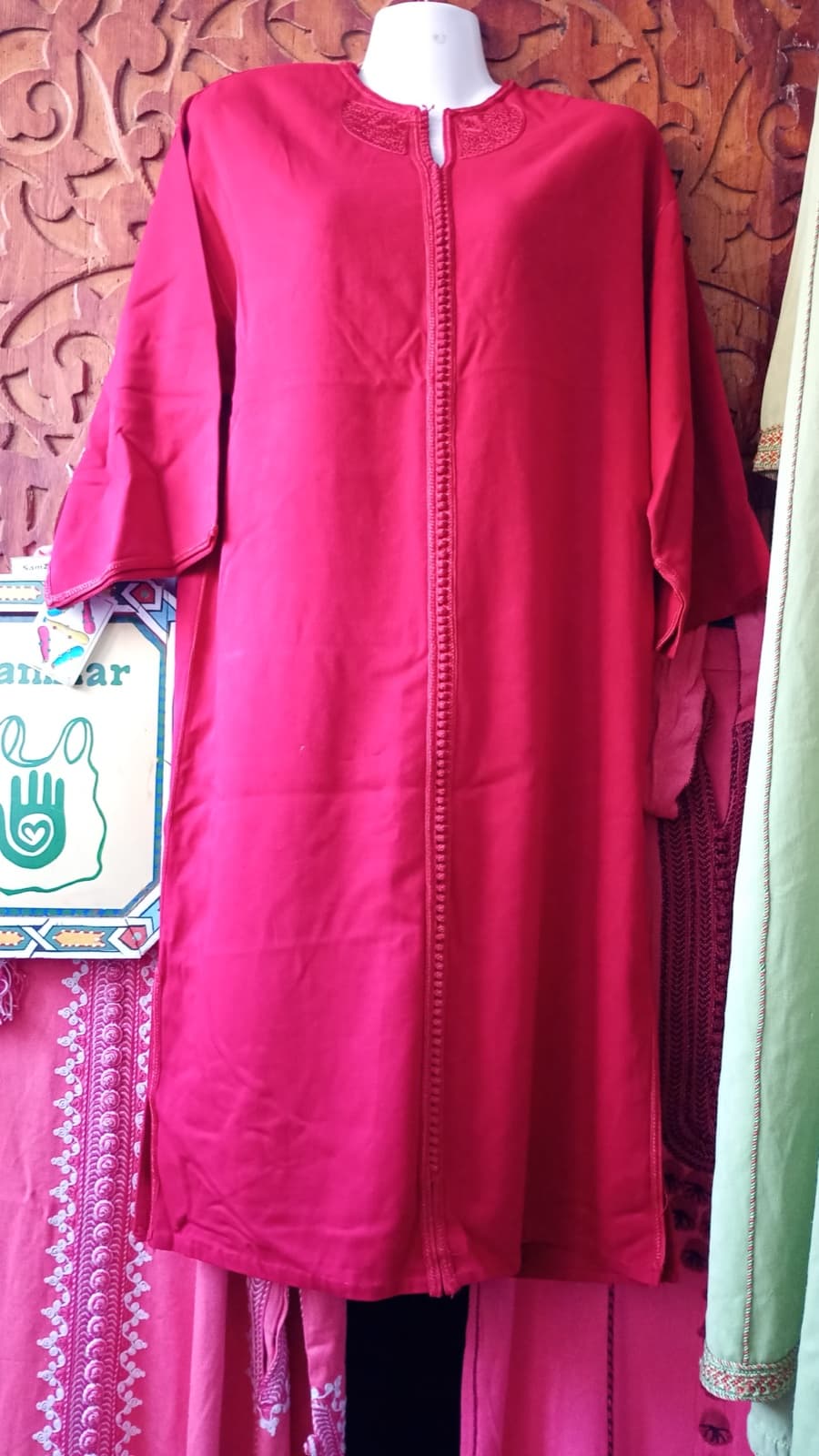 DJ102 — Moroccan Women's Caftan · Cotton · Sunrise Red — photo 1 of 3