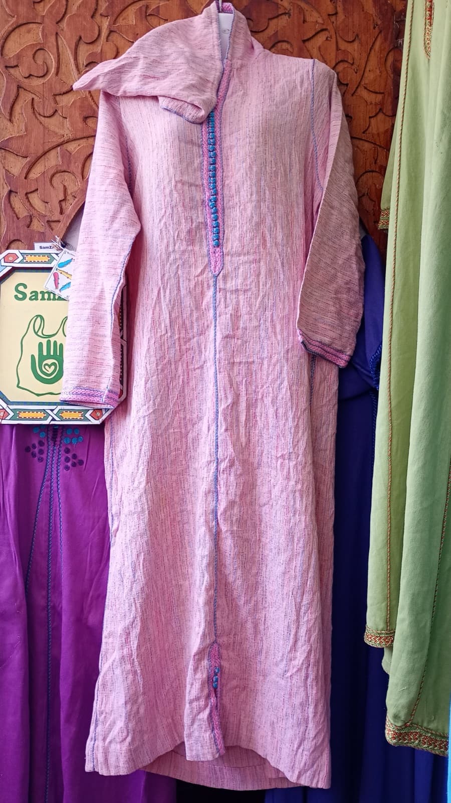 DJ106 — Moroccan Women's Djellaba · Cotton · Flamingo Rose — photo 1 of 3