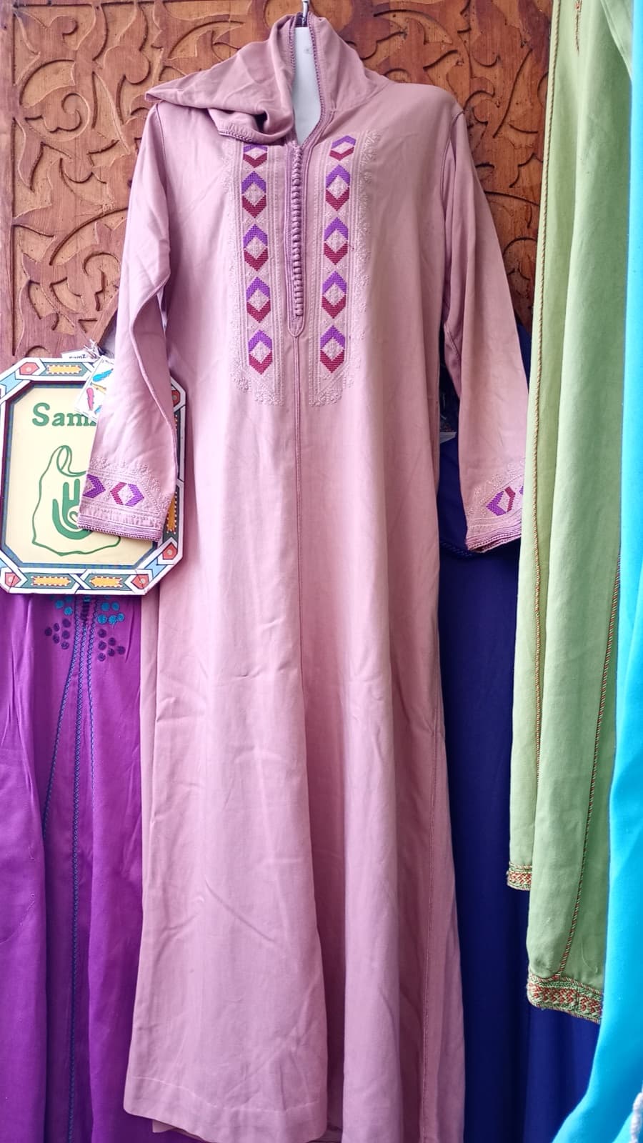 DJ107 — Moroccan Women's Djellaba · Cotton · Flamingo Rose — photo 1 of 3