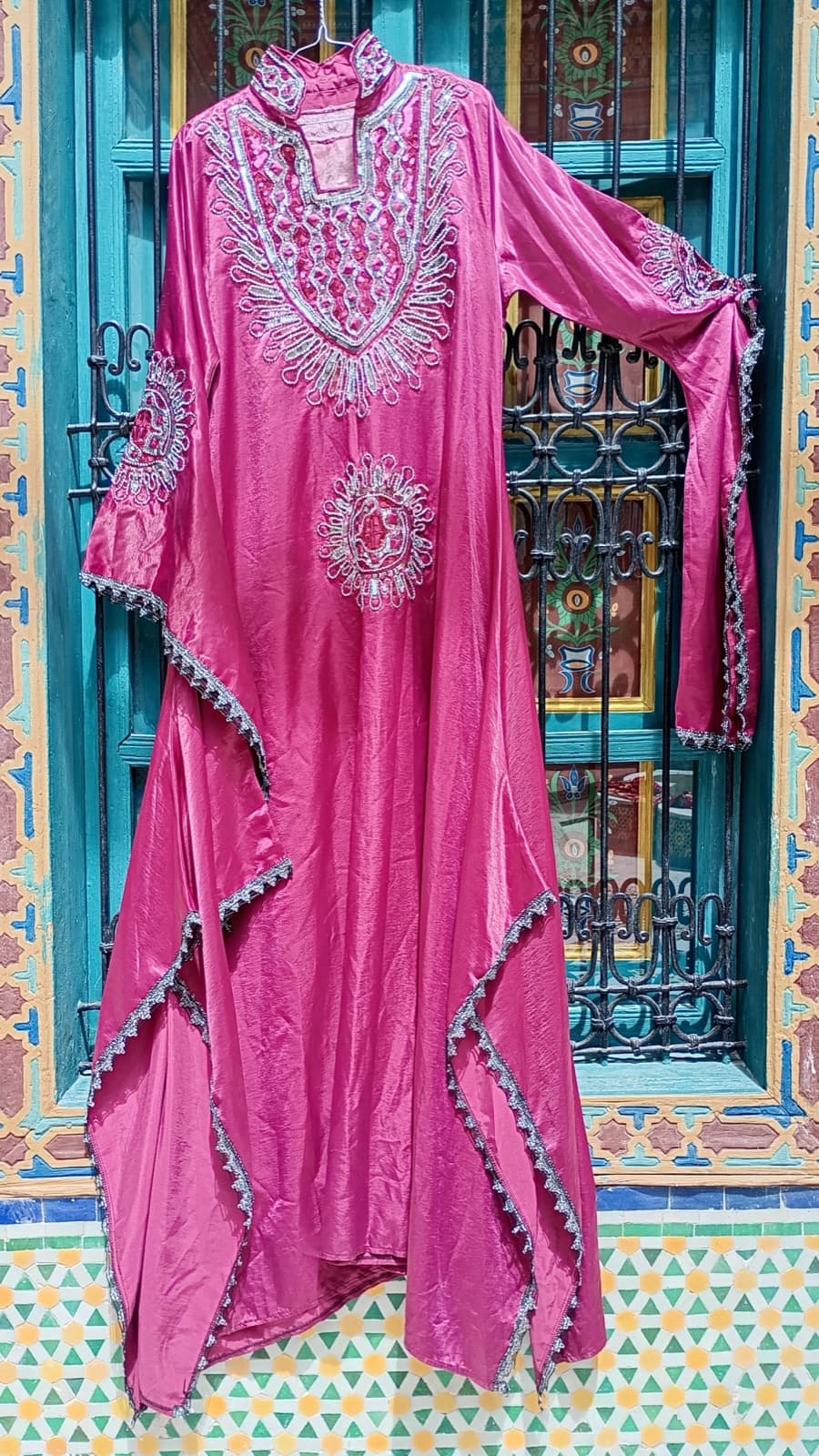 DJ132 — Moroccan Women's Caftan · Synthetic · Flamingo Rose — photo 1 of 5