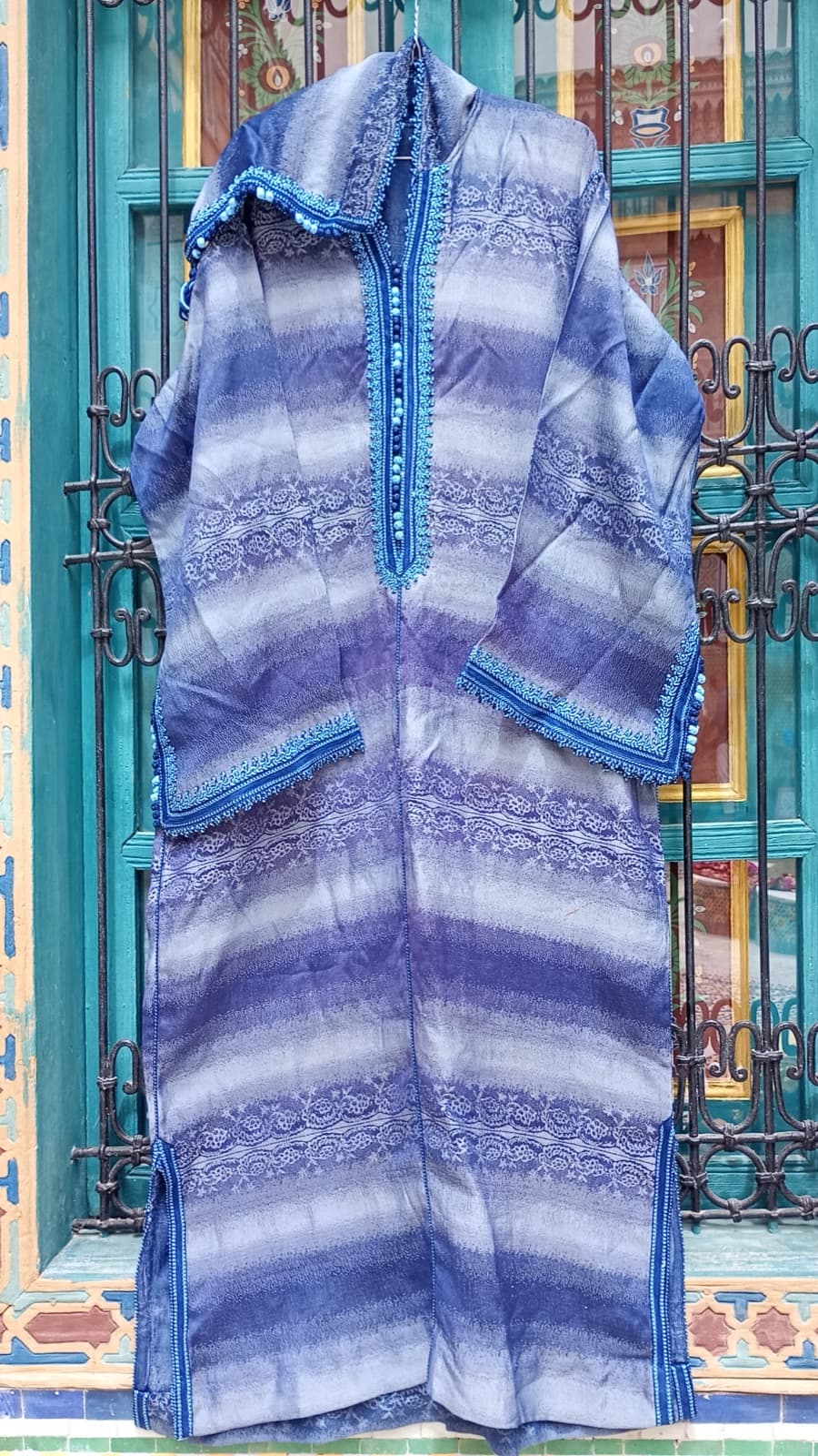 DJ141 — Moroccan Women's Caftan · Synthetic · Mediterranean Blue — photo 1 of 3