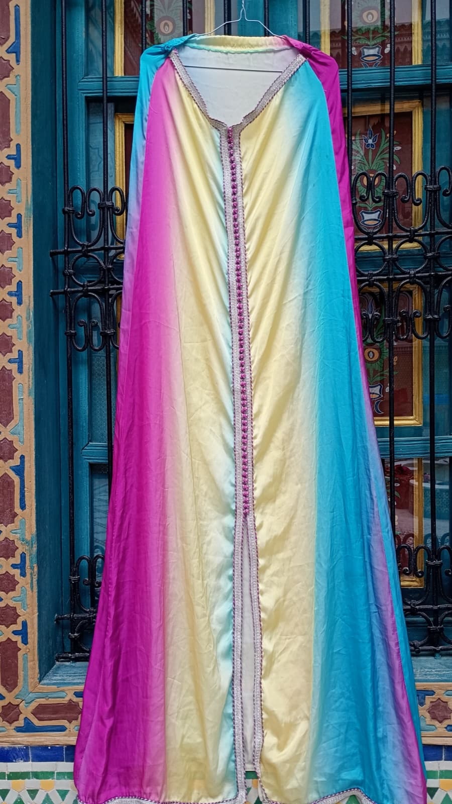 DJ145 — Moroccan Women's Caftan · Synthetic · Flamingo Rose — photo 1 of 2