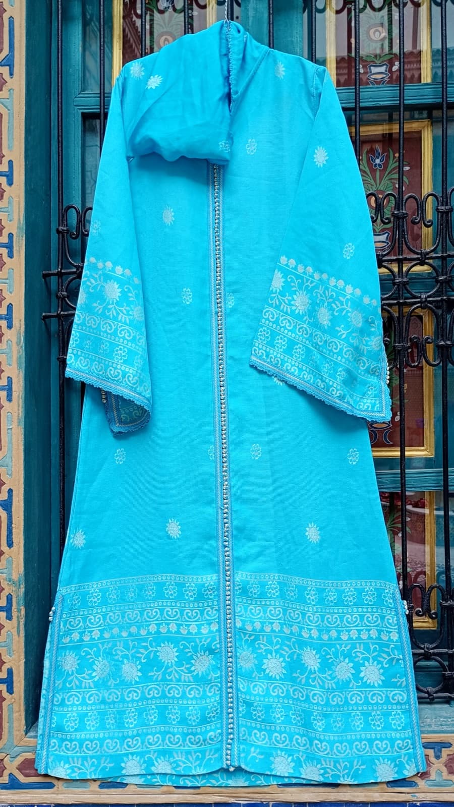 DJ146 — Moroccan Women's Djellaba · Synthetic · Mediterranean Blue — photo 1 of 3